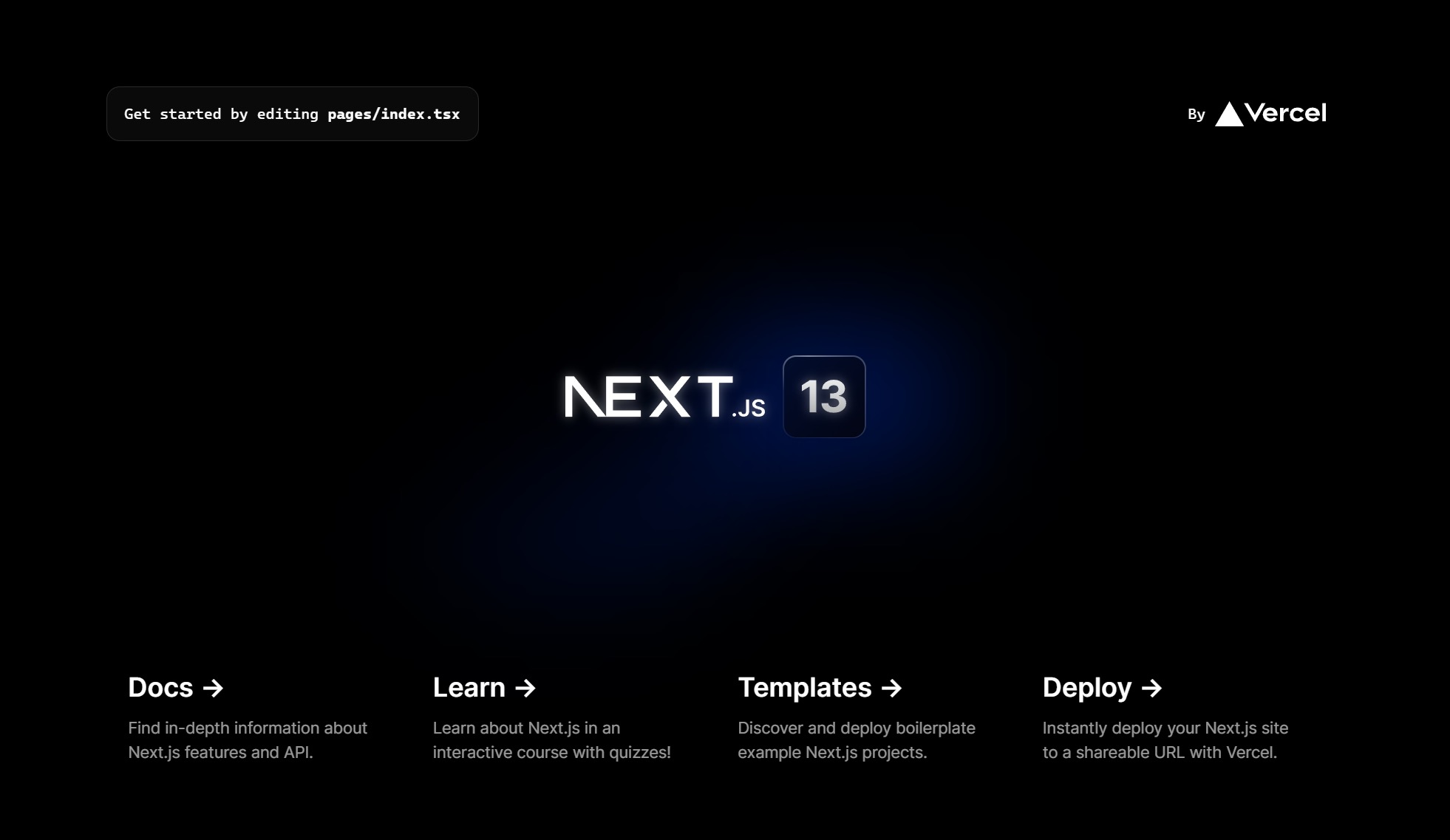 Default Next.js app homepage