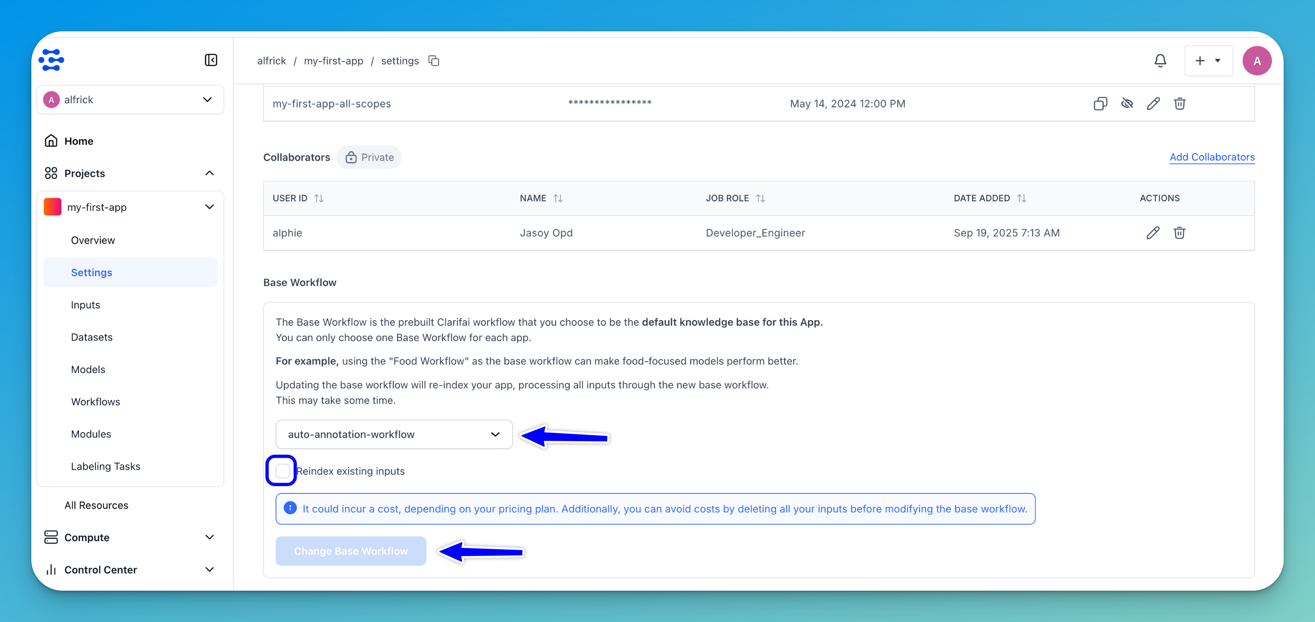change base workflow