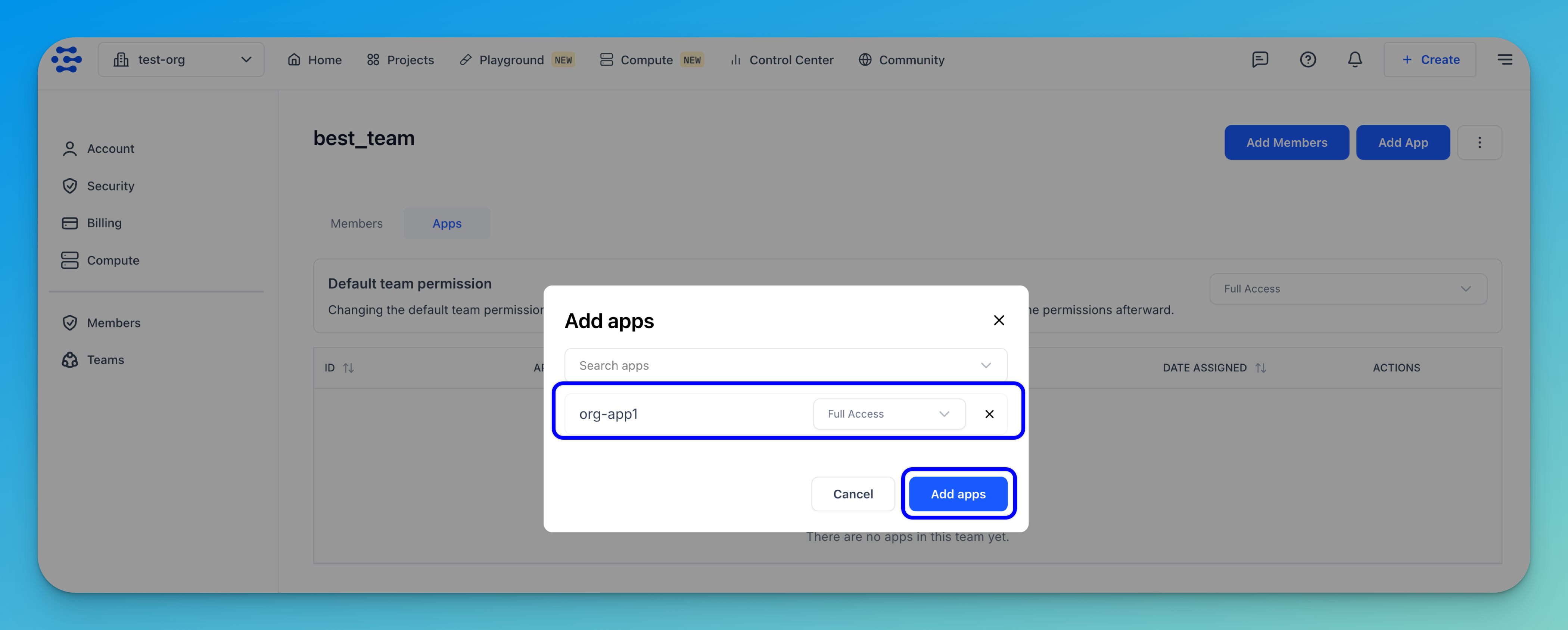 Add apps to your team