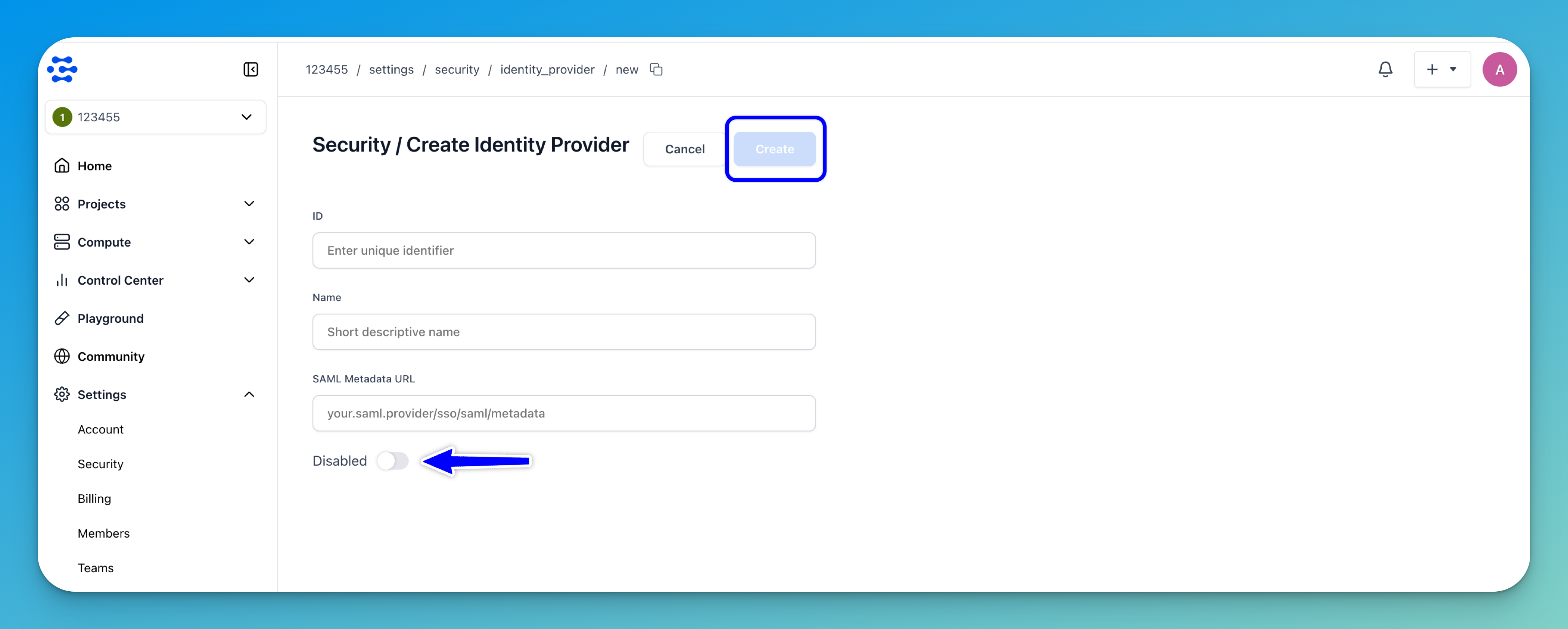 Create identity provider