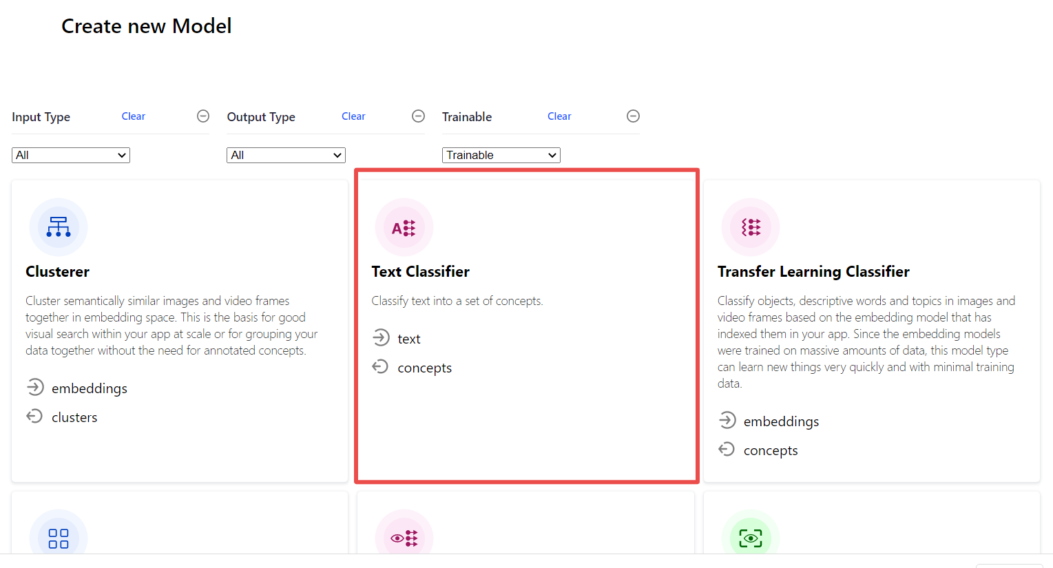 Create new text classifier