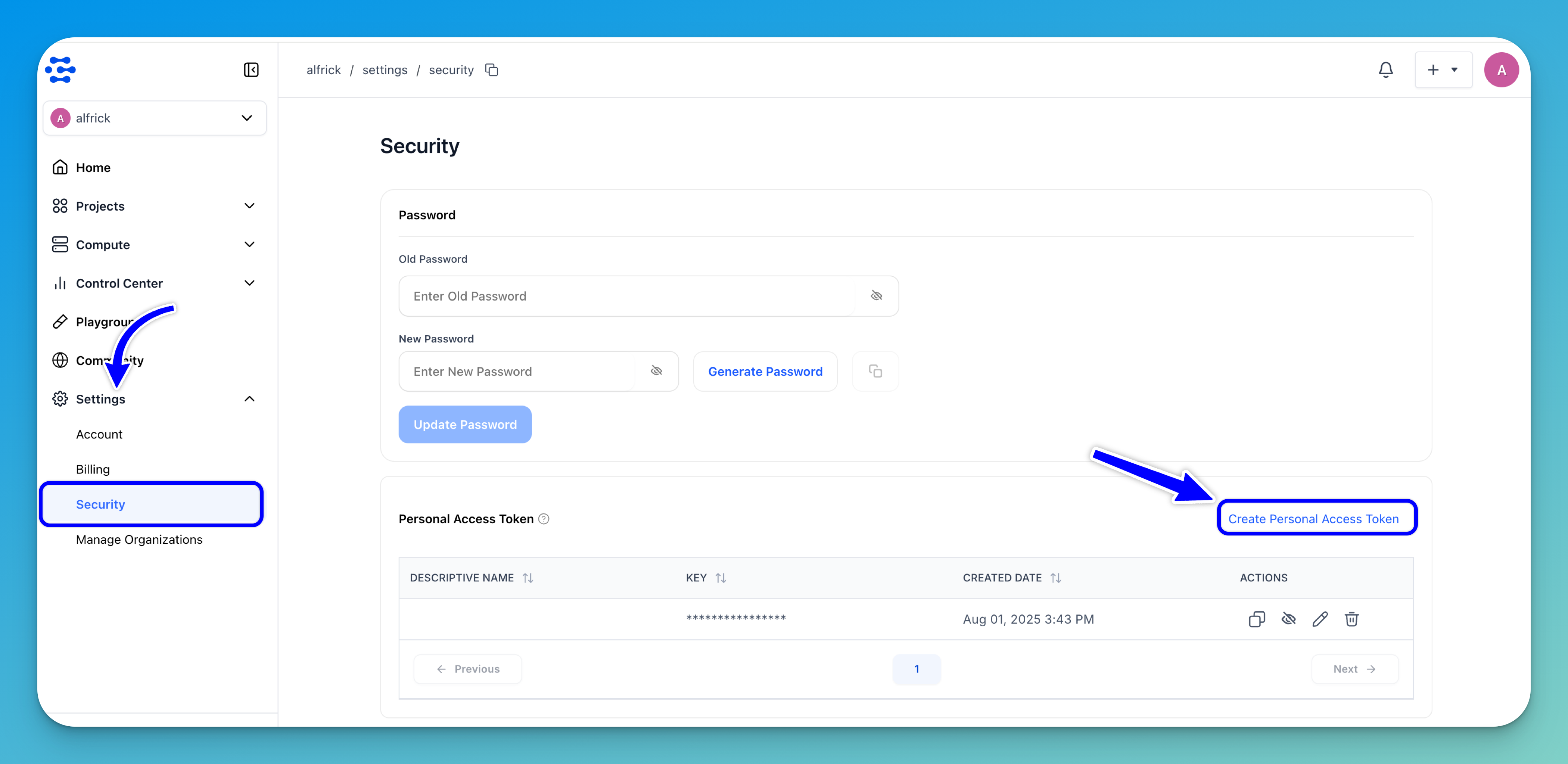 Create new PAT on Community