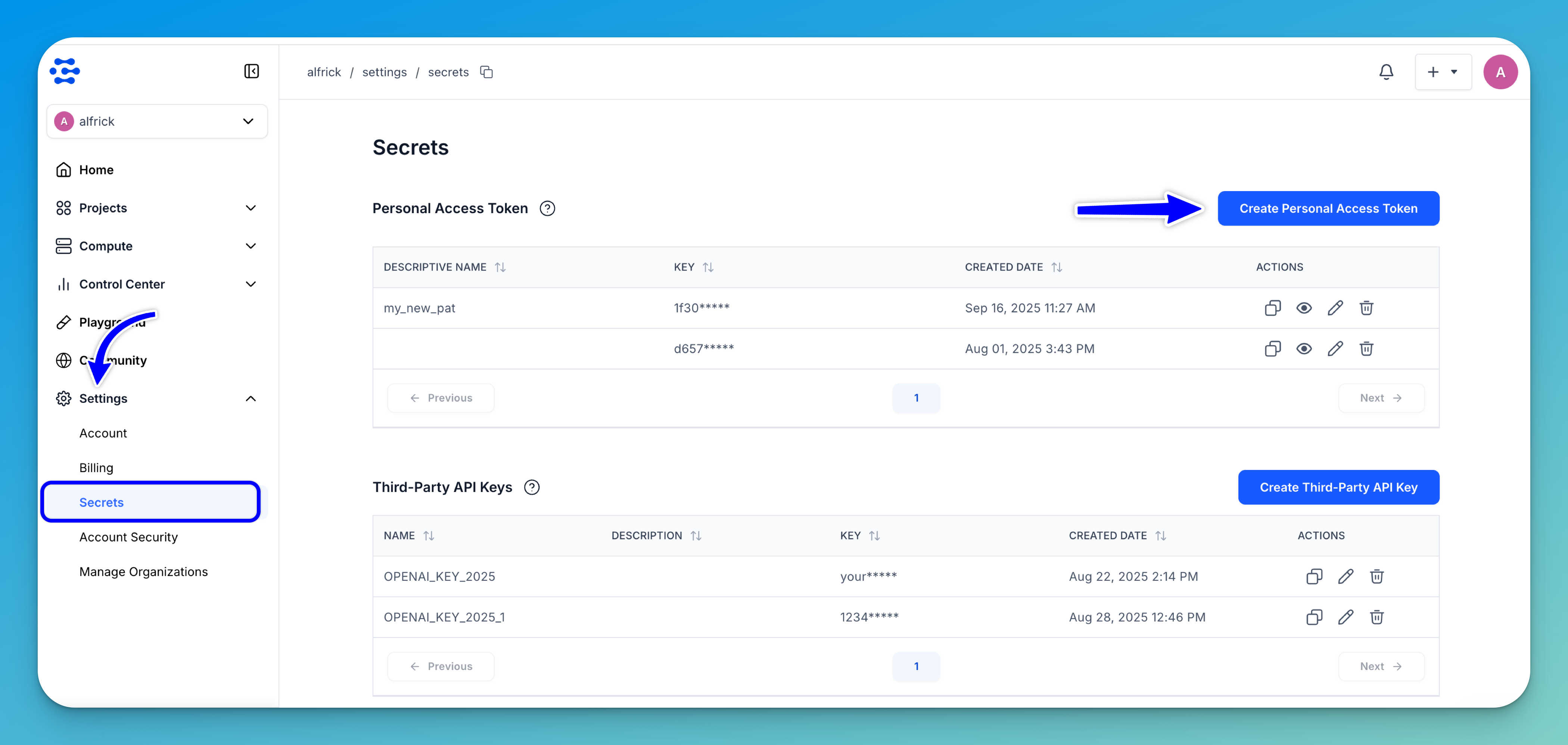 Create new PAT on Community