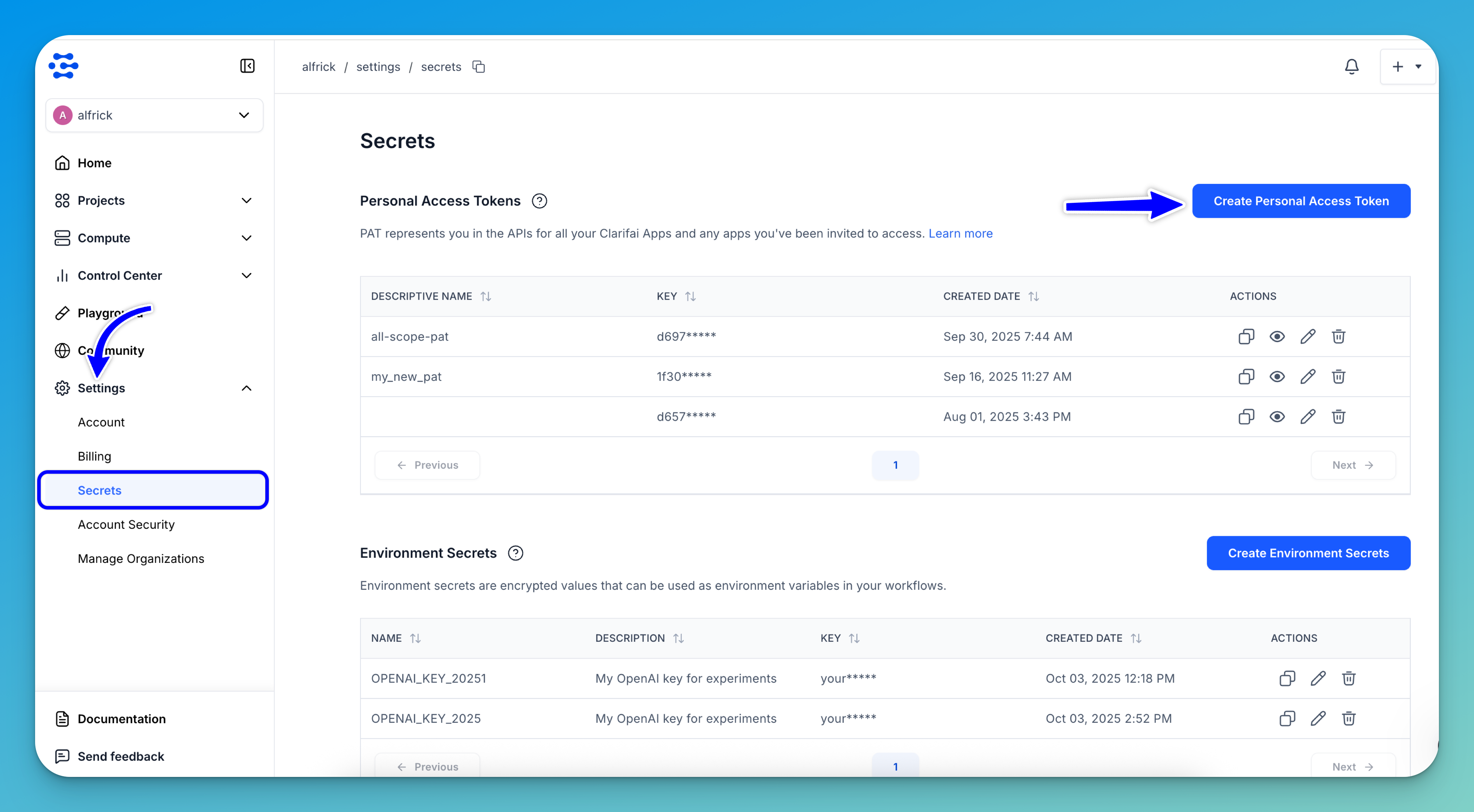 Create new PAT on Community
