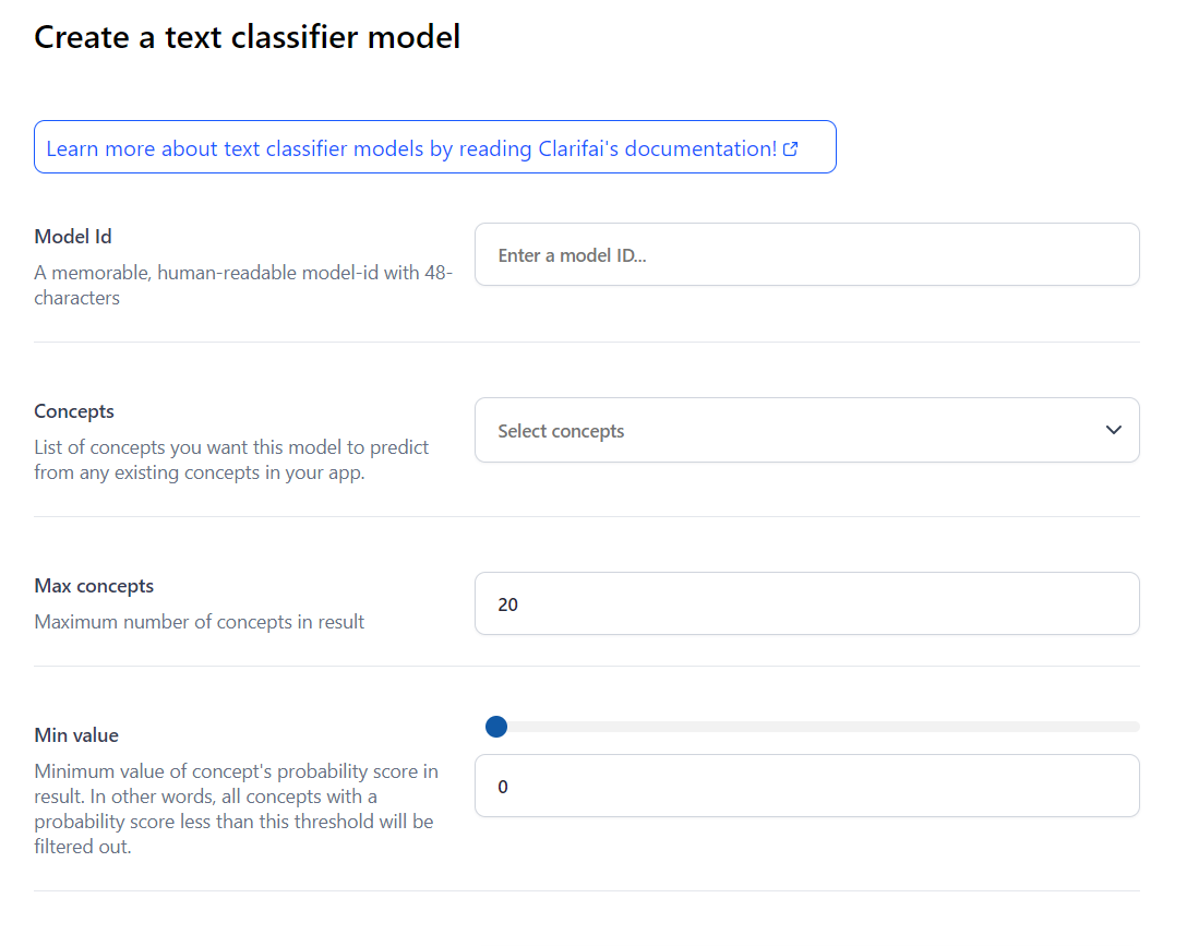 Create text classifier