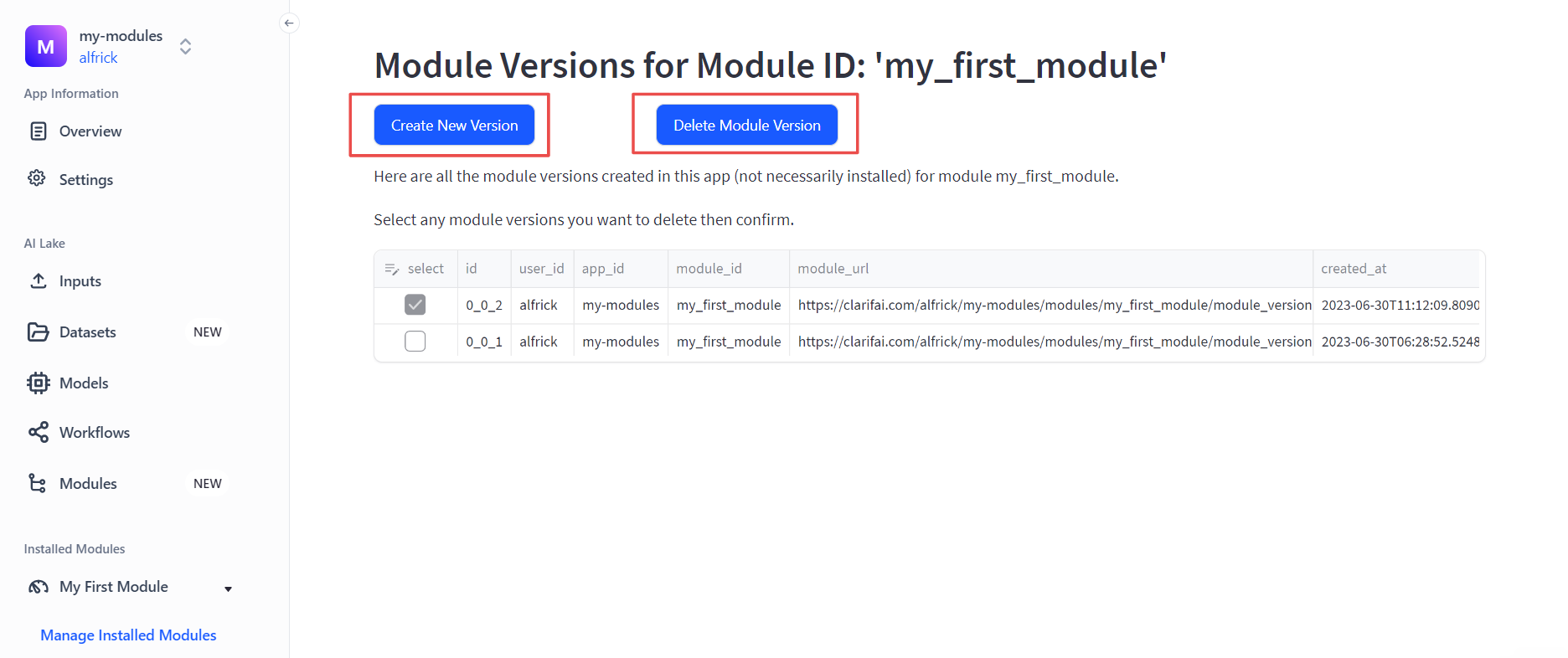 manage module versions