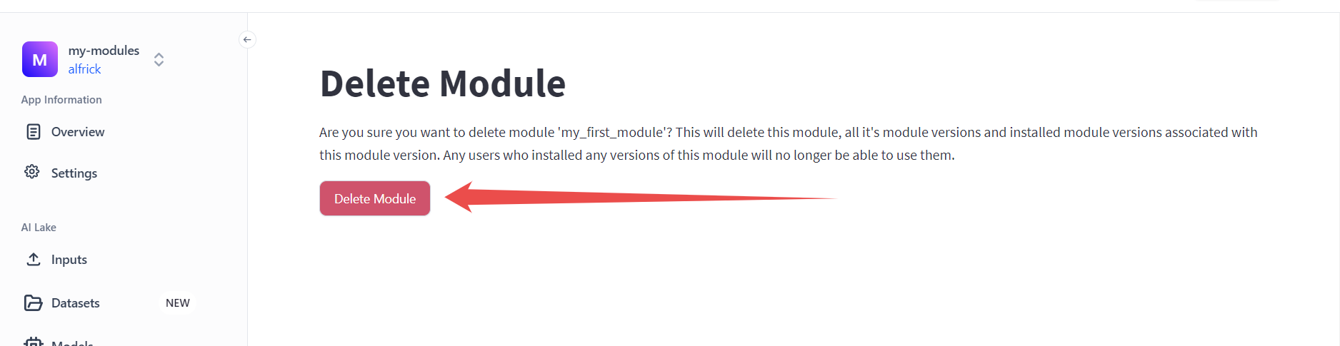 delete a module
