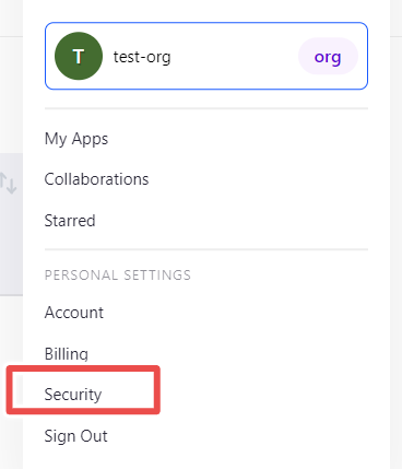 Security organization settings
