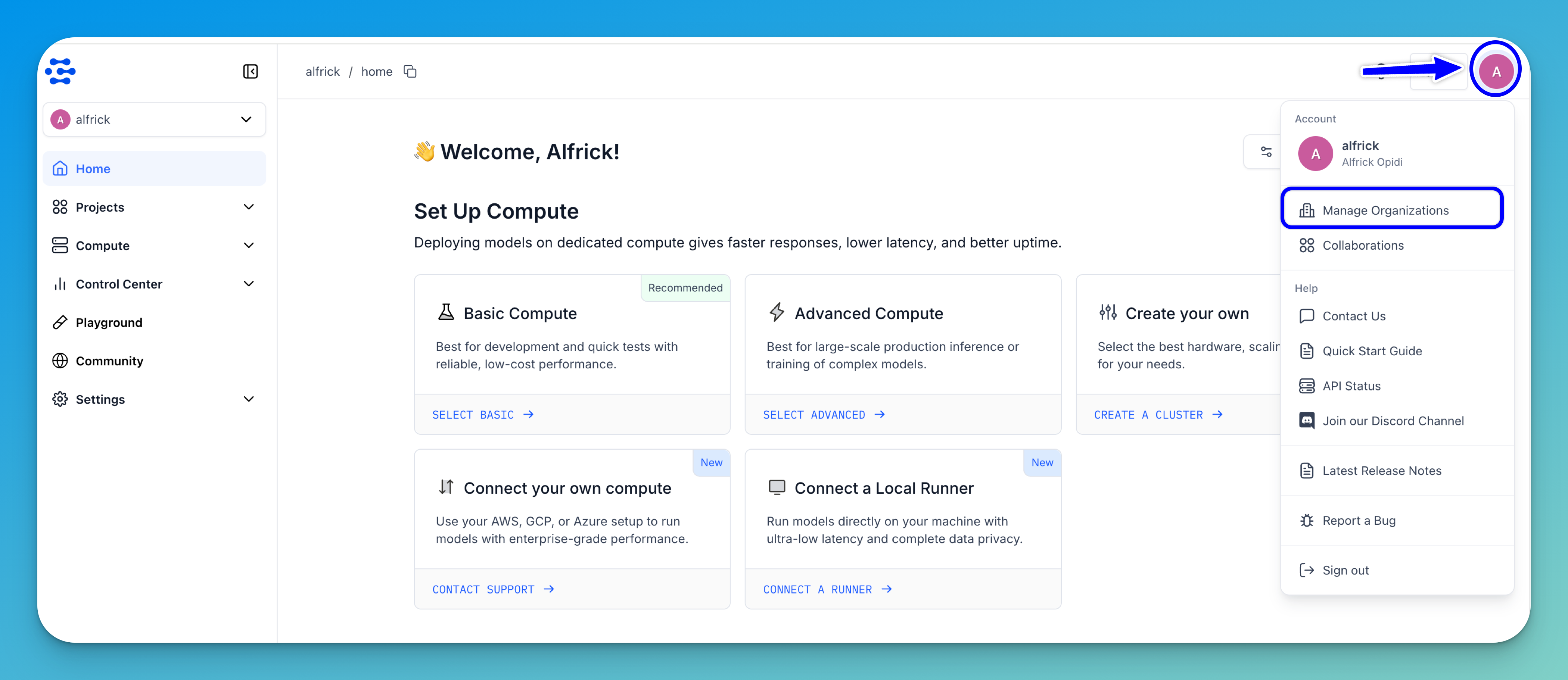 Select your organization’s profile