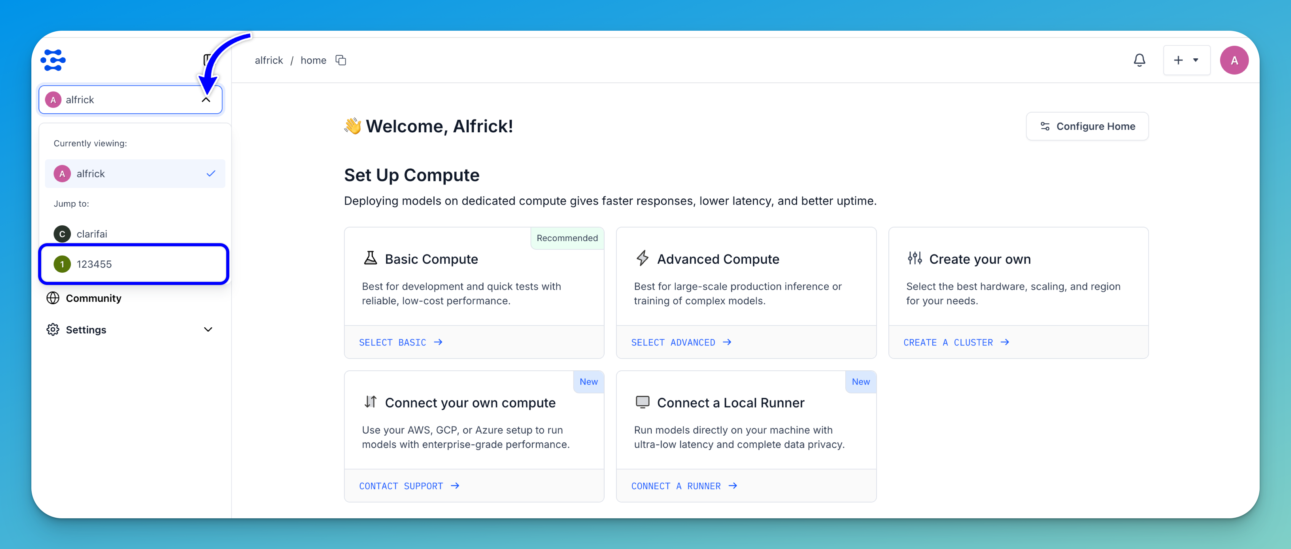 Select your organization’s profile