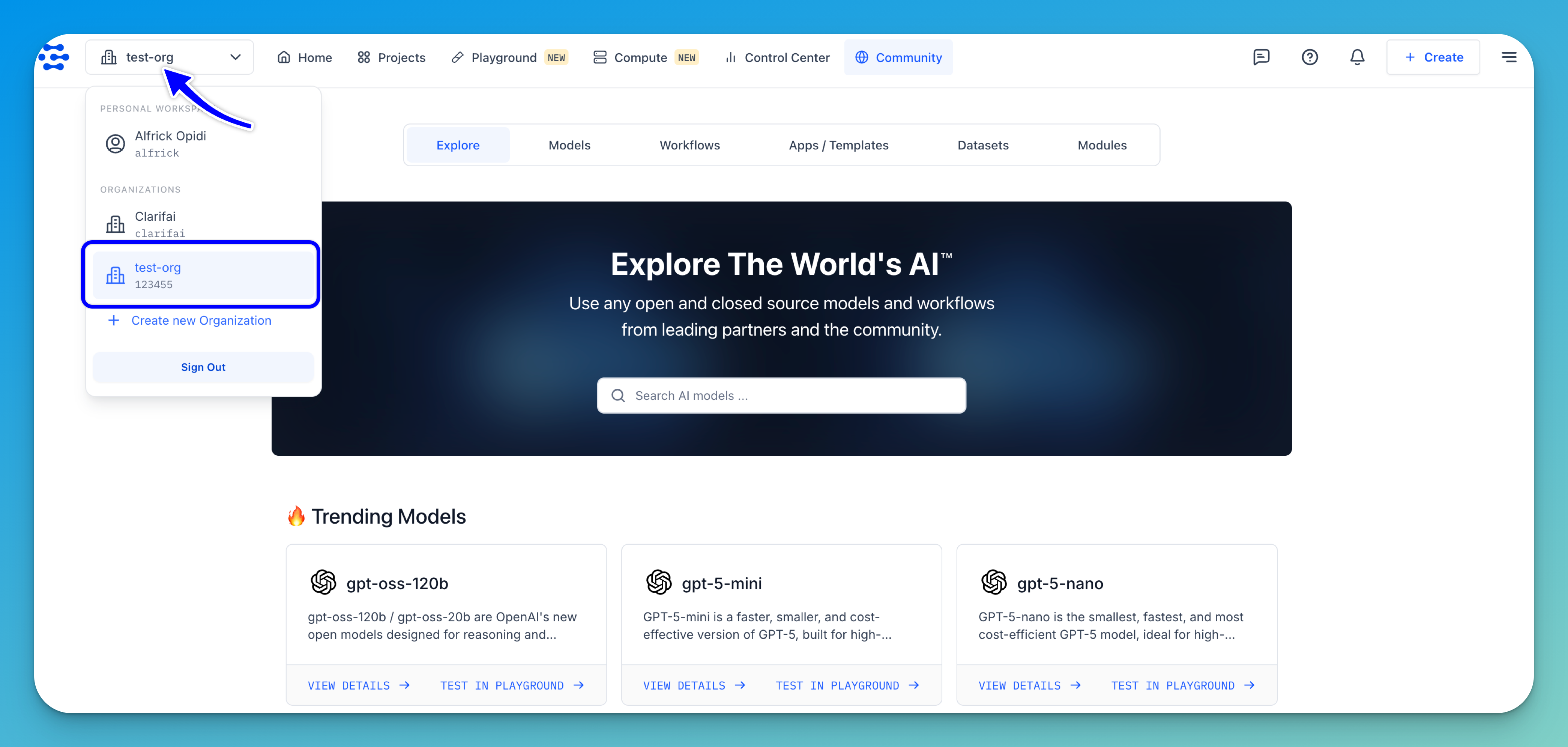 Select your organization’s profile 