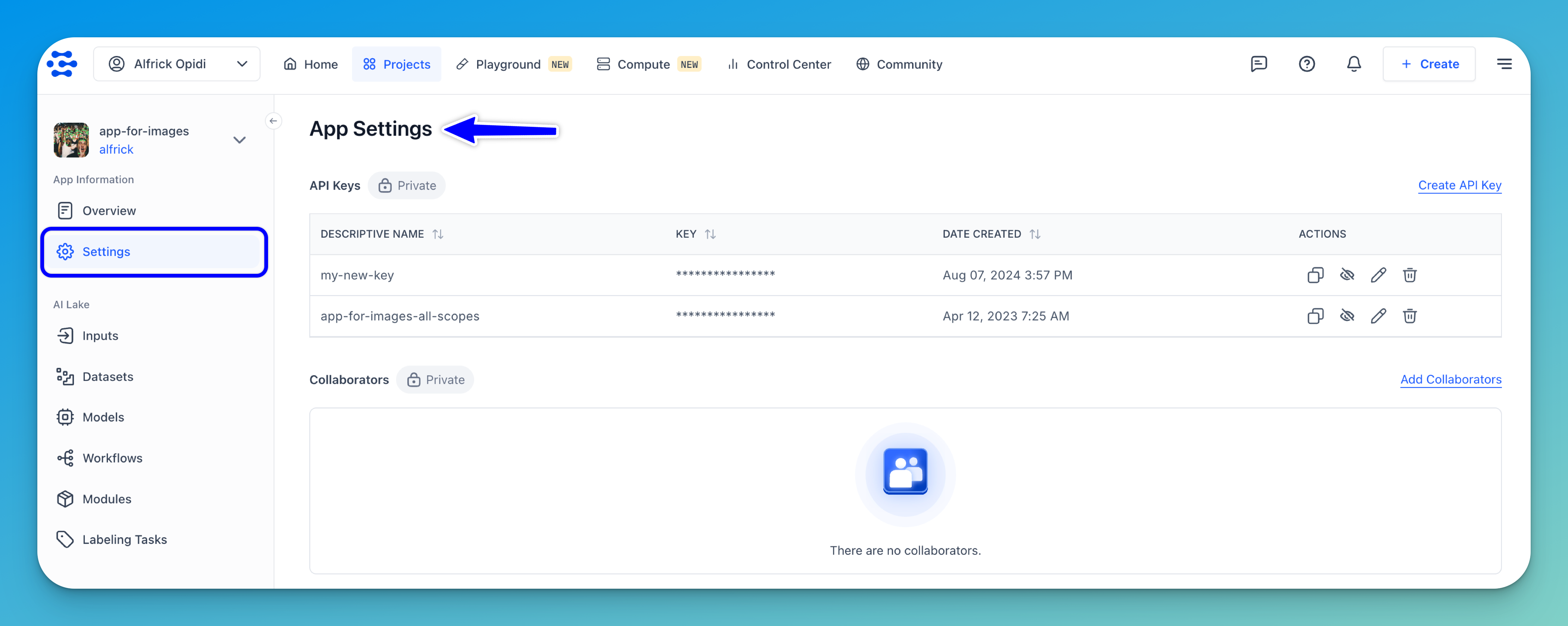 App setting