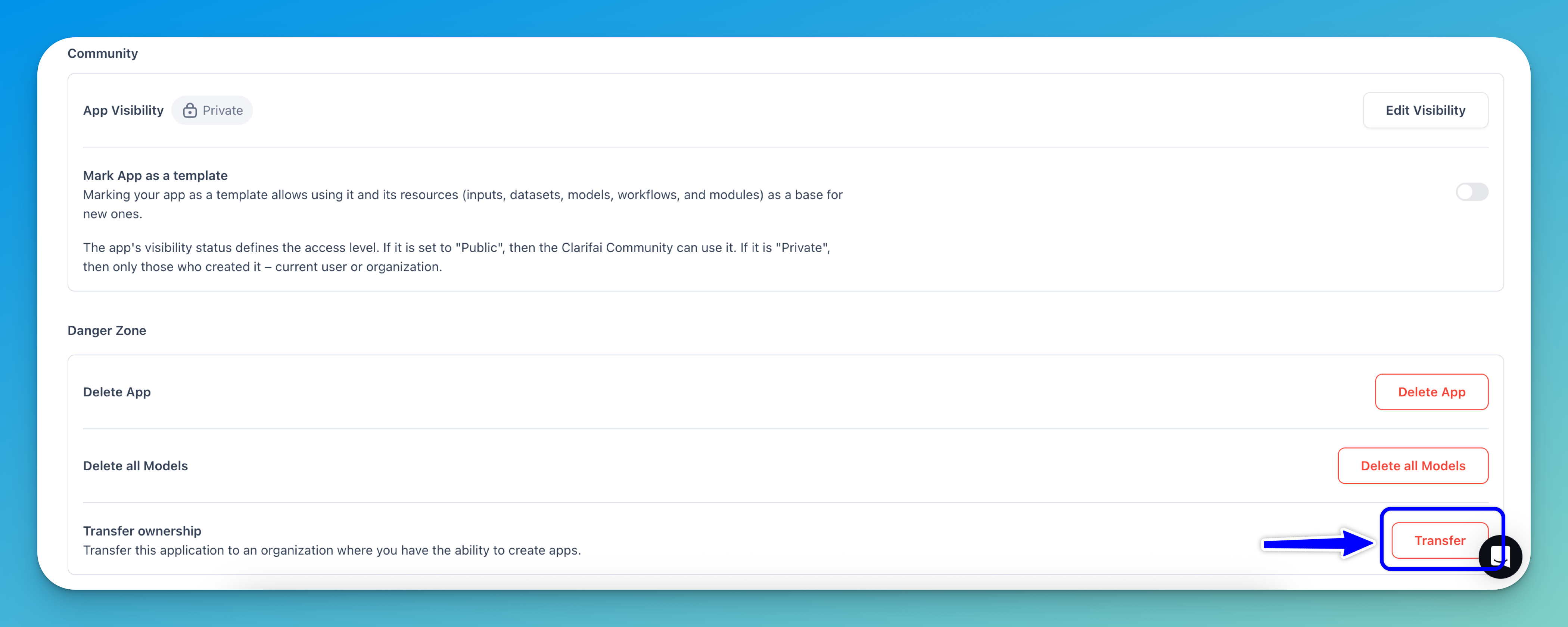 Transfer app ownership