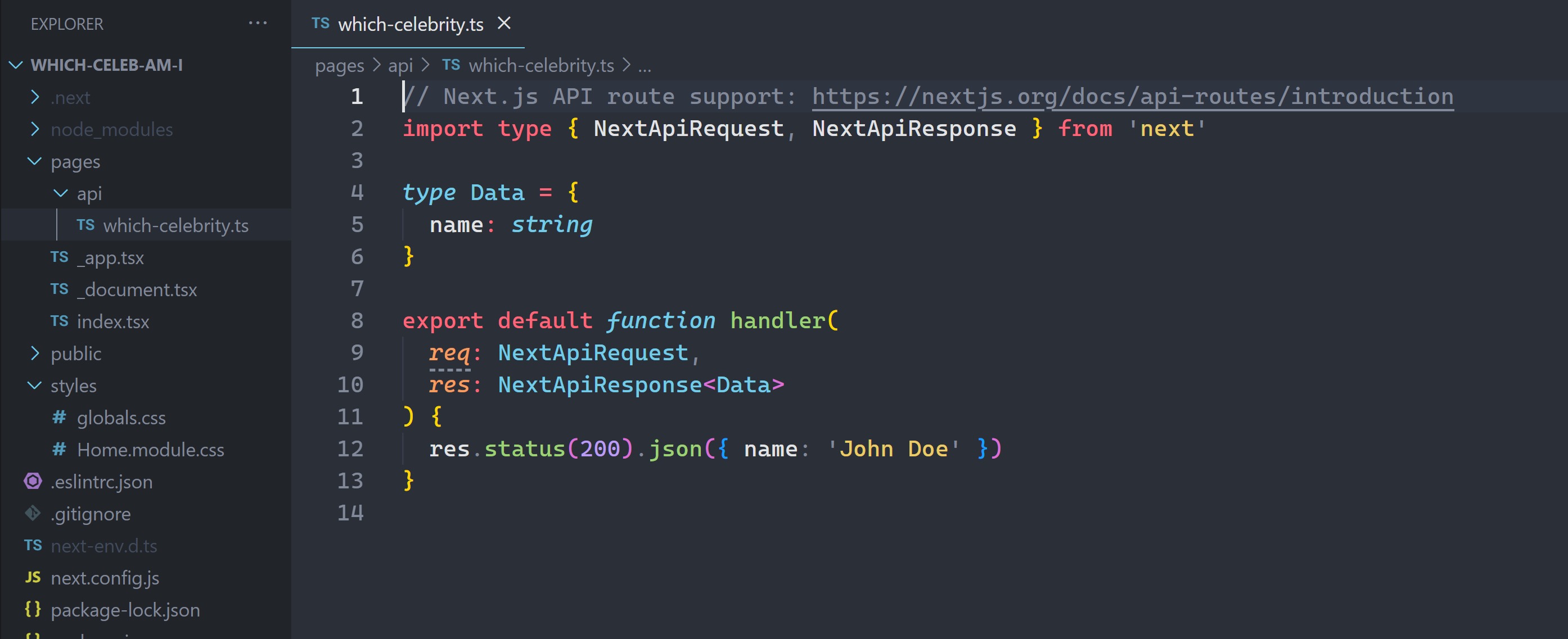 NextJS is even nice enough to tell us we look like “John Doe”